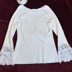 INC International Concepts Women's White Long Bell Sleeved Top SIZE M